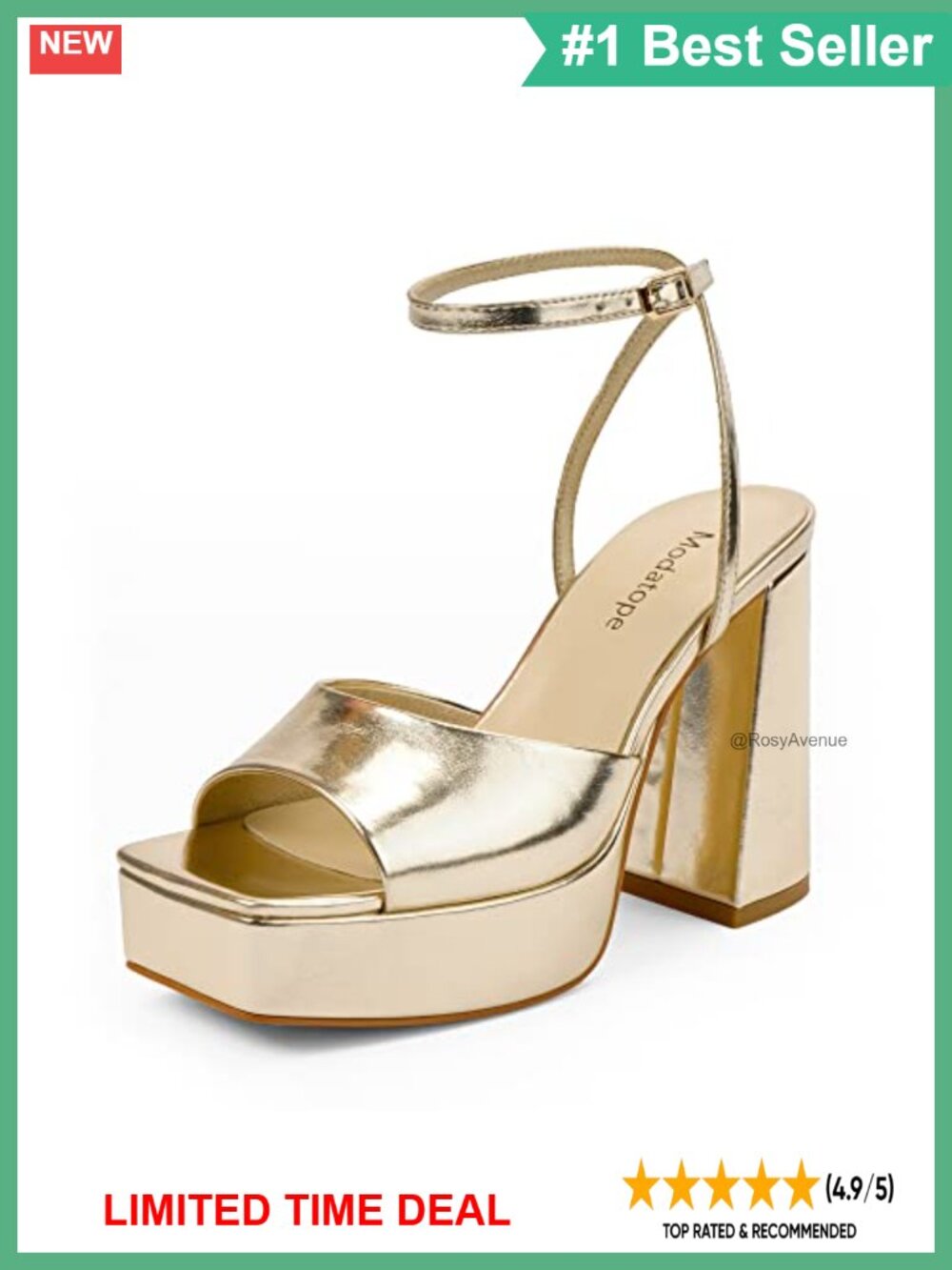 Platform Heels Chunky Open Toe Ankle Strap Faux Leather Sandals